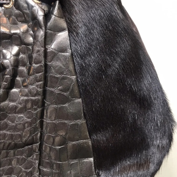 Cromia Women’s Brown Crocodile Embossed Leather Handbag Italy - Picture 12 of 12